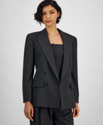 HUGO - Women's Pinestriped Peak-Lapel Double-Breasted Blazer