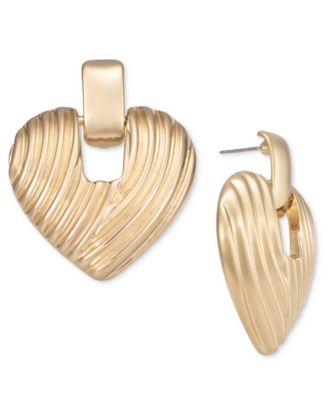 I.N.C. International Concepts - Gold-Tone Textured Heart Drop Earrings