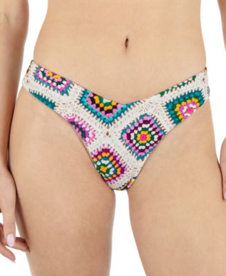 Hurley - Juniors' Crochet Diamonds Printed Bikini Bottoms