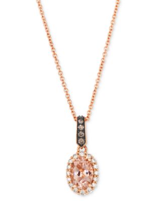 Le Vian - Morganite (1/2 ct. t.w.) & Diamond (1/5 ct. t.w.) Oval 20" Adjustable Pendant Necklace in 14k Rose Gold