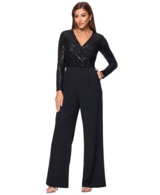 XSCAPE - Women's Sequined-Bodice Straight-Leg Jumpsuit