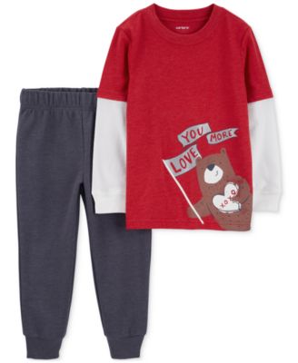 Carter's - Baby Boys Love You More Graphic Layered-Look T-Shirt & Pants, 2 Piece Set
