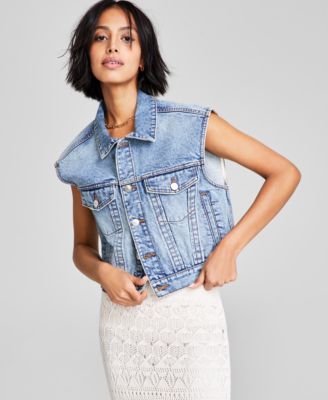 And Now This - Women's Cotton Button-Front Denim Vest