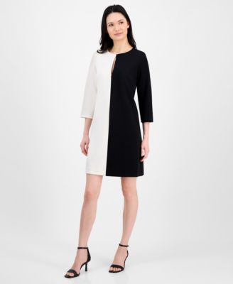 Anne Klein - Women's Colorblocked 3/4-Sleeve Shift Dress
