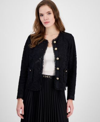 Anne Klein - Women's Lace Button-Front Patch-Pocket Jacket