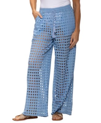 Dotti - Women's Cotton Openwork Dot Drawstring-Waist Pants