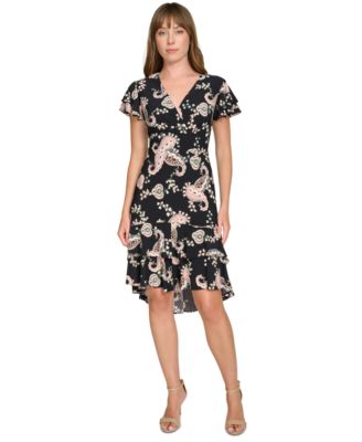 Tommy Hilfiger - Women's Paisley-Print Flutter-Sleeve Fit & Flare Dress