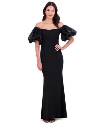 Eliza J - Women's Off-The-Shoulder Organza Puff-Sleeve Gown