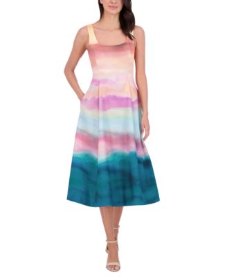 Vince Camuto - Women's Scoop-Neck Fit & Flare Scuba Midi Dress