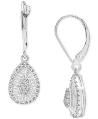 Macy's - Diamond Cluster Pear-Shape Drop Earrings (1/2 ct. t.w.) in 14k White Gold