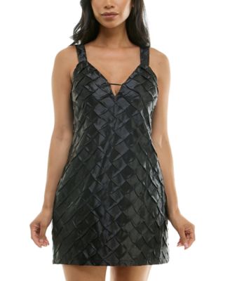 City Studios - Juniors' Diamond-Pleated Satin Mini Dress
