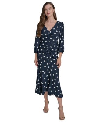 Halston - Women's Ruched-Front Balloon-Sleeve A-Line Dress