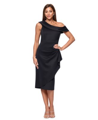 XSCAPE - Women's Asymmetric-Neck Side-Drape Dress