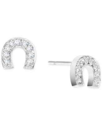 Macy's - Cubic Zirconia Horseshoe Stud Earrings (1/3 ct. t.w.) in Sterling Silver