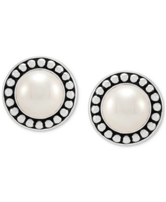 Macy's - Cultured Freshwater Pearl (9-1/2mm) Framed Stud Earrings in Sterling Silver