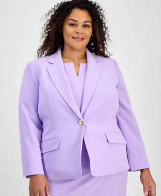 Kasper - Plus Size Stretch Crepe One-Button Blazer