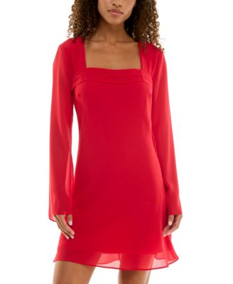 B Darlin - Juniors' Long-Sleeve A-Line Dress