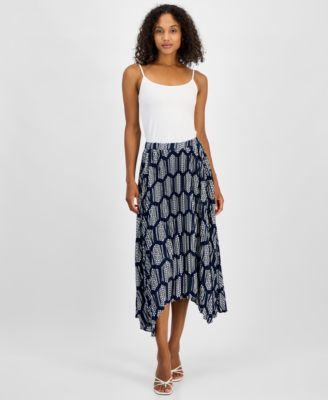 T Tahari - Women's Printed Asymmetrical Maxi Skirt