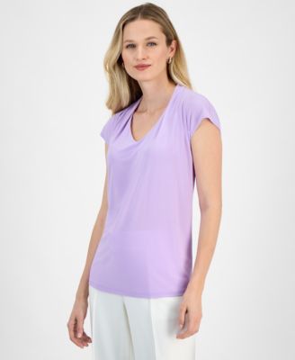 Kasper - Women's V-Neck Cap-Sleeve Top