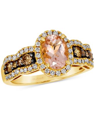 Le Vian - Peach Morganite (3/4 ct. t.w.), Nude Diamond (3/8 ct. t.w.) & Chocolate Diamond (1/3 ct. t.w.) Oval Ring in 14k Honey Gold