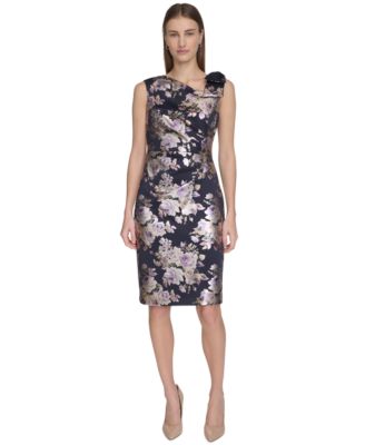Jessica Howard - Women's Printed Asymmetric Sleeveless Sheath Dress