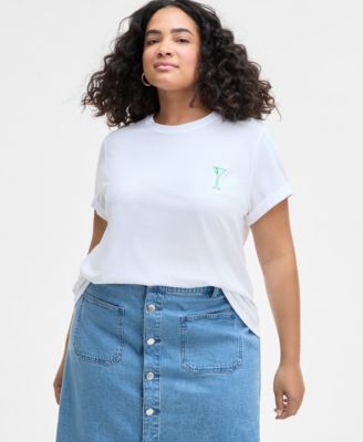 On 34th - Trendy Plus Size Martini Print T-Shirt