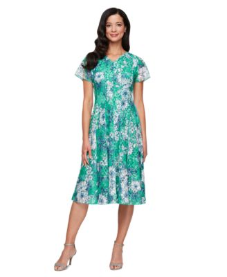 SL Fashions - Women's Printed Lace A-Line Dress