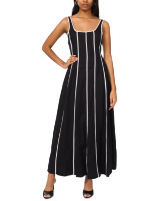 1.STATE - Women's Contrast-Trim Square-Neck Maxi Dress