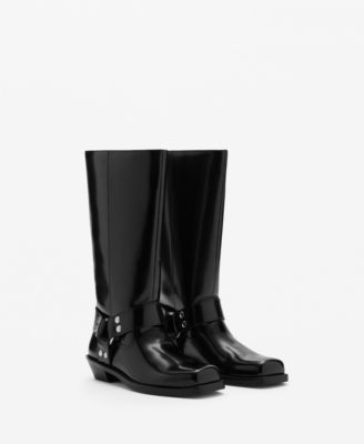 MANGO - Women's Metallic Details Square Toe Boots
