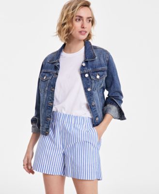 On 34th - Women's Striped Cotton Pull-On Shorts