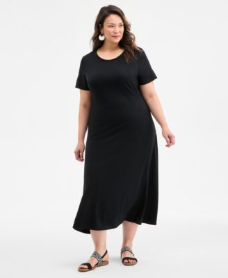 Style & Co - Plus Size Solid Short-Sleeve Maxi Dress
