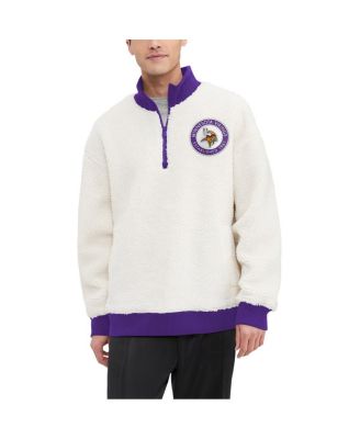 Tommy Hilfiger - Men's Cream Minnesota Vikings Sherpa Quarter-Zip Sweatshirt
