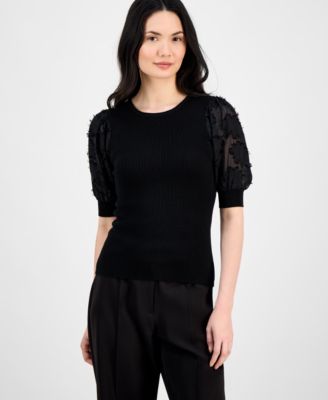 T Tahari - Women's Round-Neck Elbow-Length-Sleeve