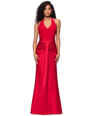 Betsy & Adam - Women's Ruched Halter Gown