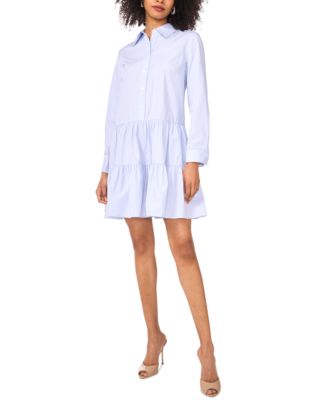 1.STATE - Women's Embellished-Collar Tiered Cotton Dress