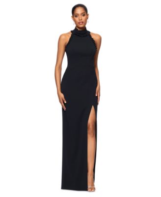 XSCAPE - Women's High-Neck Open-Back Gown