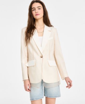 Avec Les Filles - Women's One-Button Organza Blazer