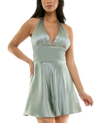 KATIA RAE - Women's Satin Halter Open-Back Dress