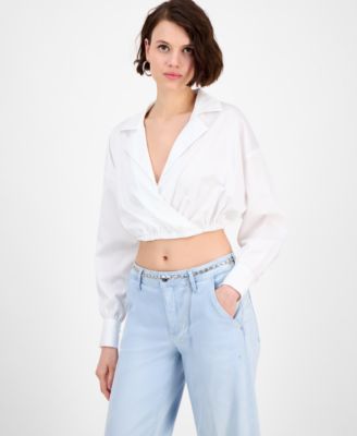 GUESS - Women's Caiden Long-Sleeve Crop Top
