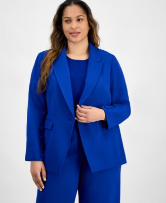 Tahari ASL - Plus Size Single-Button Crepe Blazer