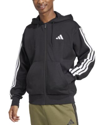 adidas - Men's Regular-Fit 3-Stripes Full-Zip Fleece Hoodie