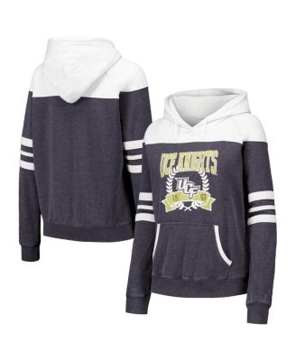 Camp David - Women's Charcoal UCF Knights Blitz Striped Blocked Raglan Pullover Hoodie