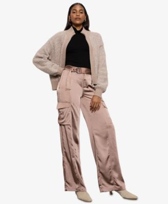 Sanctuary - Women's Boucle-Knit Zip-Front Bomber Jacket