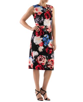 Donna Ricco - Women's Floral-Print Twist-Front Sheath Dress