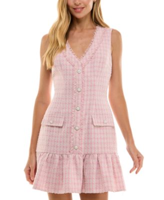 City Studios - Juniors' Tweed Ruffled Mini Dress
