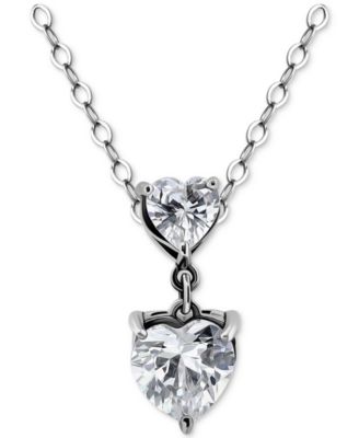 Giani Bernini - Cubic Zirconia Double Heart Pendant Necklace, 16" + 2" extender