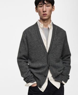 MANGO - Men's Knitted Wool Blend Cardigan