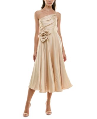 Taylor - Women's Asymmetric Rosette Sleeveless Midi Dress