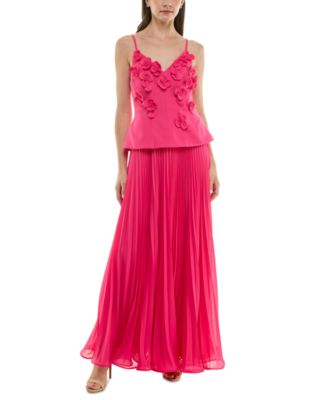 Taylor - Women's Embellished Pleated-Skirt Sleeveless Gown