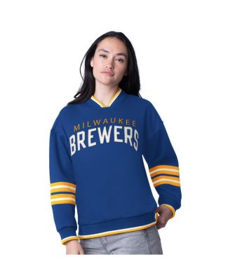 Starter - Women's Royal Milwaukee Brewers Wild Card Oversized Pullover Sweatshirt